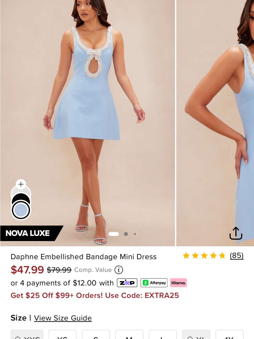 Fashion Nova Light Blue Embellished Mini Dress